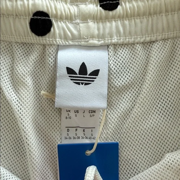 adidas White Polka Dot Athletic sprinter Shorts - Picture 2 of 5